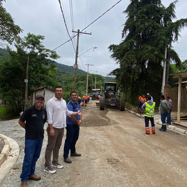 Trecho final pavimentado na Estrada Victor Siaulys